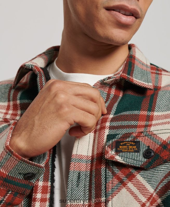 uy Superdry hombres sobrecamisa de lana miller con forro de sherpa verde DT2N8Z173 ropa