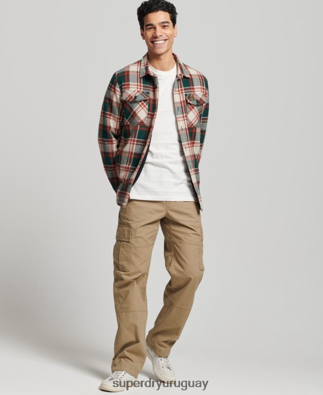uy Superdry hombres sobrecamisa de lana miller con forro de sherpa verde DT2N8Z173 ropa