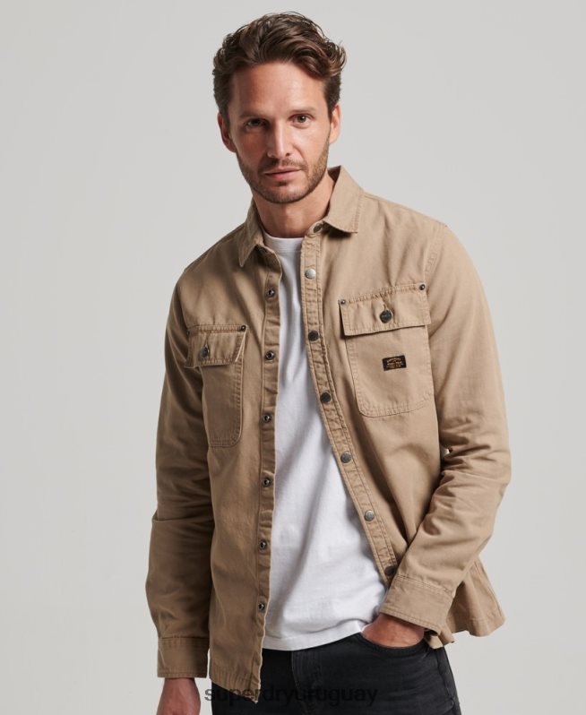 uy Superdry hombres sobrecamisa de lona broncearse DT2N8Z140 ropa