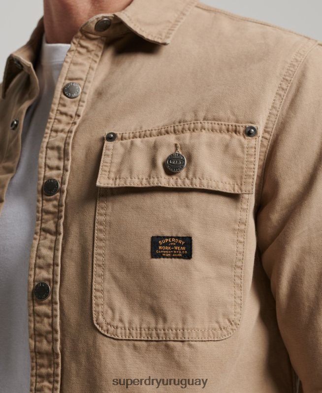 uy Superdry hombres sobrecamisa de lona broncearse DT2N8Z140 ropa