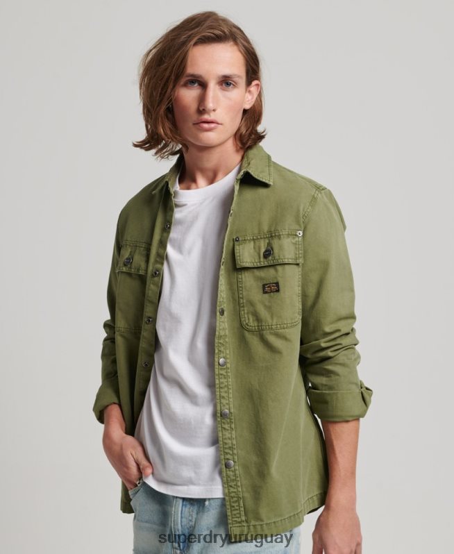 uy Superdry hombres sobrecamisa de lona caqui DT2N8Z142 ropa