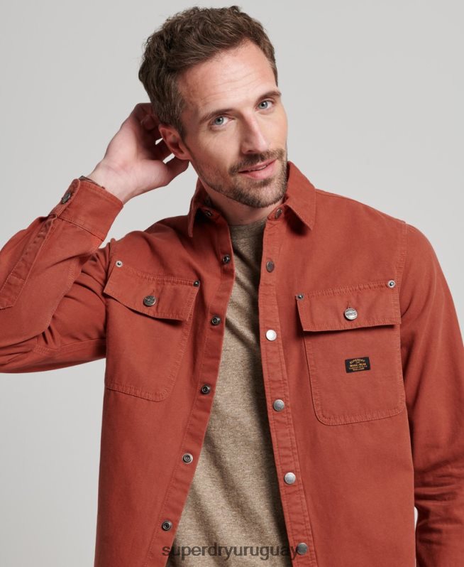 uy Superdry hombres sobrecamisa de lona marrón DT2N8Z141 ropa