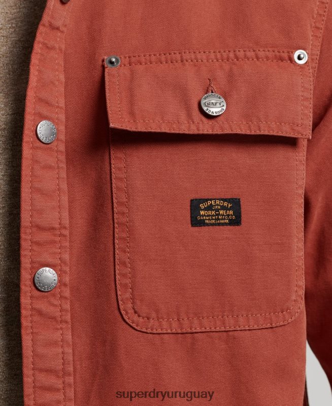 uy Superdry hombres sobrecamisa de lona marrón DT2N8Z141 ropa