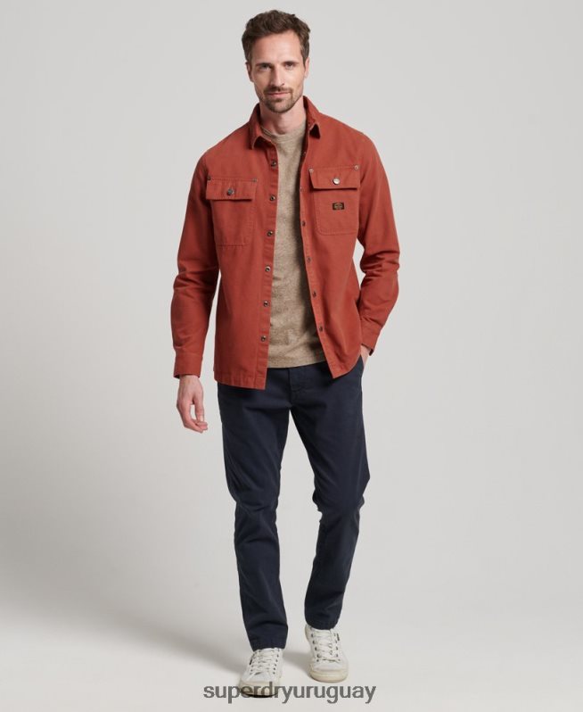 uy Superdry hombres sobrecamisa de lona marrón DT2N8Z141 ropa