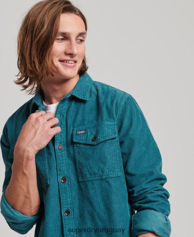 uy Superdry hombres sobrecamisa de pana vintage turquesa DT2N8Z201 ropa