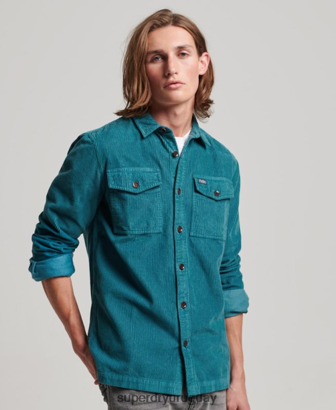 uy Superdry hombres sobrecamisa de pana vintage turquesa DT2N8Z201 ropa