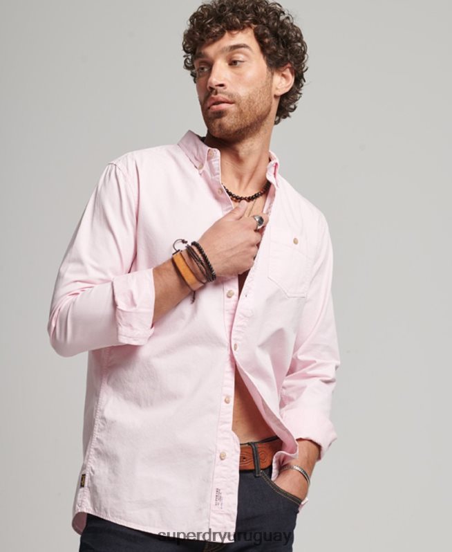uy Superdry hombres tienda comercial - camisa de manga larga rosa DT2N8Z138 ropa