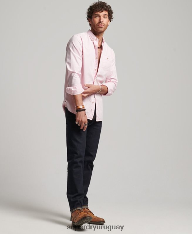 uy Superdry hombres tienda comercial - camisa de manga larga rosa DT2N8Z138 ropa