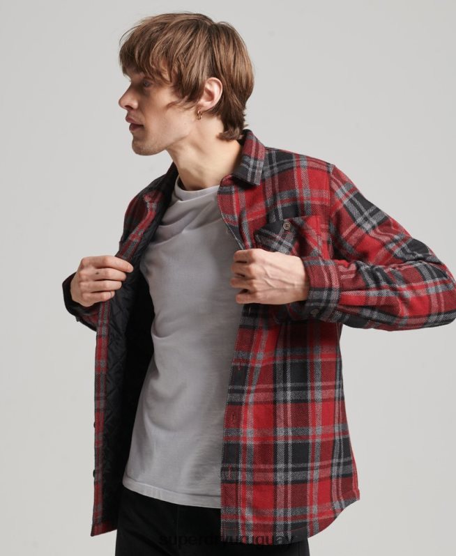 uy Superdry hombres tienda comercial - sobrecamisa acolchada rojo DT2N8Z146 ropa