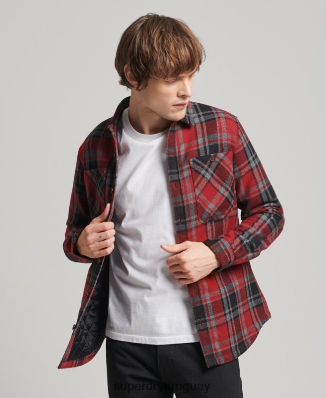 uy Superdry hombres tienda comercial - sobrecamisa acolchada rojo DT2N8Z146 ropa