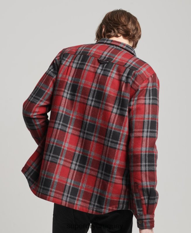 uy Superdry hombres tienda comercial - sobrecamisa acolchada rojo DT2N8Z146 ropa