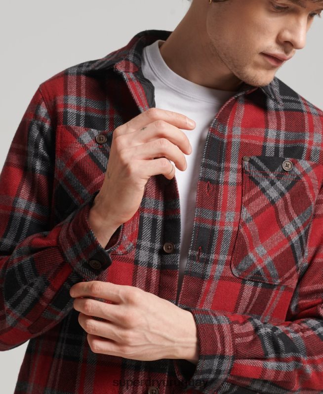 uy Superdry hombres tienda comercial - sobrecamisa acolchada rojo DT2N8Z146 ropa