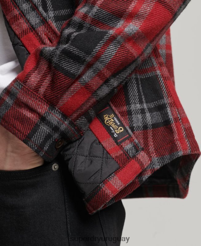 uy Superdry hombres tienda comercial - sobrecamisa acolchada rojo DT2N8Z146 ropa