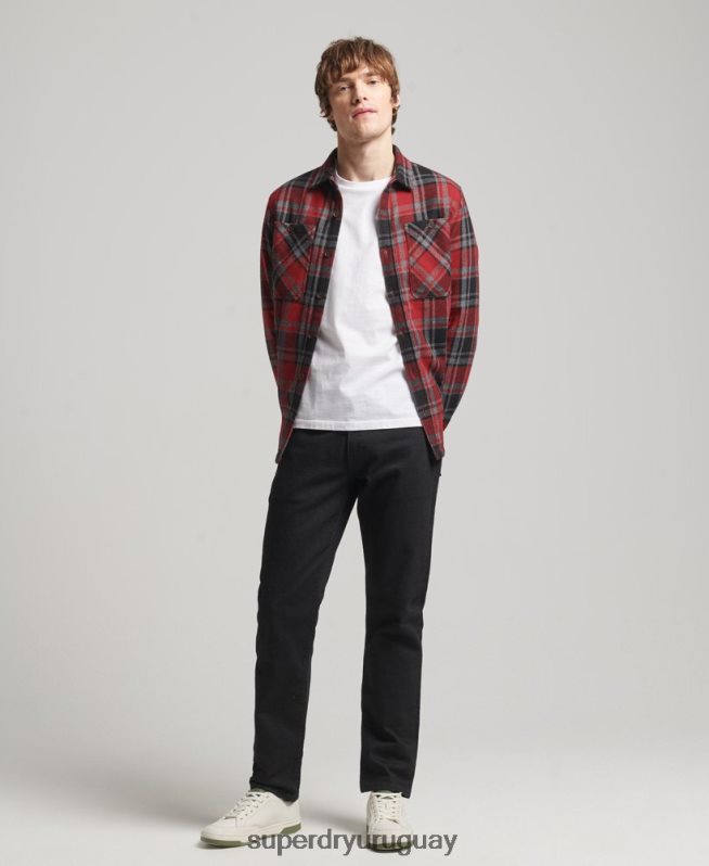 uy Superdry hombres tienda comercial - sobrecamisa acolchada rojo DT2N8Z146 ropa