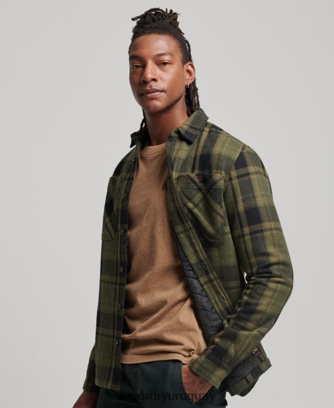 uy Superdry hombres tienda comercial - sobrecamisa acolchada verde DT2N8Z175 ropa