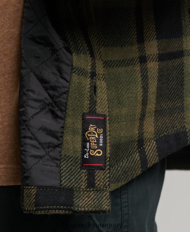uy Superdry hombres tienda comercial - sobrecamisa acolchada verde DT2N8Z175 ropa