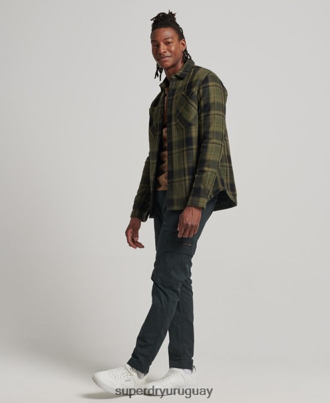 uy Superdry hombres tienda comercial - sobrecamisa acolchada verde DT2N8Z175 ropa
