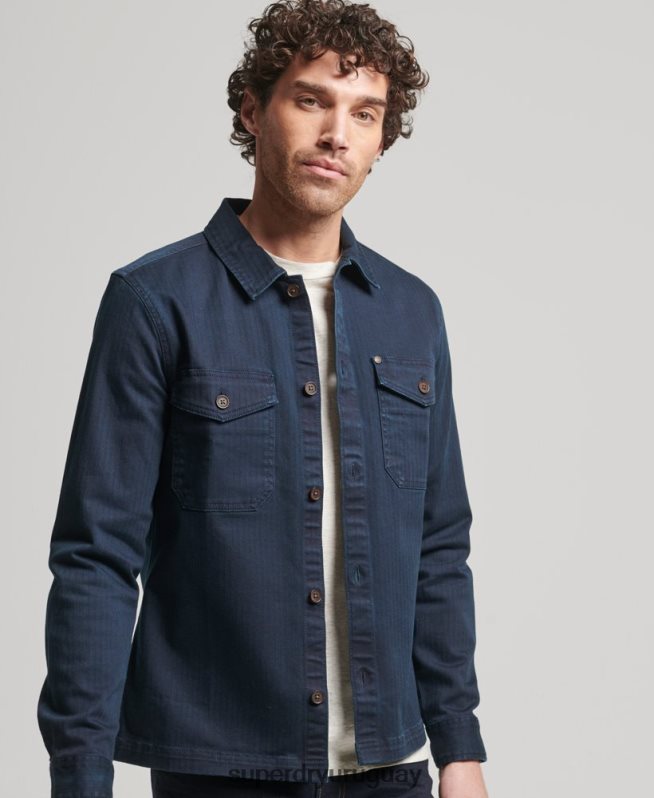 uy Superdry hombres tienda comercial - sobrecamisa de espiga Armada DT2N8Z152 ropa
