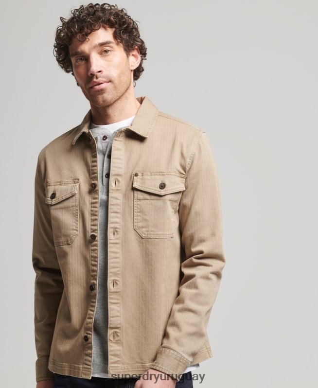 uy Superdry hombres tienda comercial - sobrecamisa de espiga broncearse DT2N8Z150 ropa