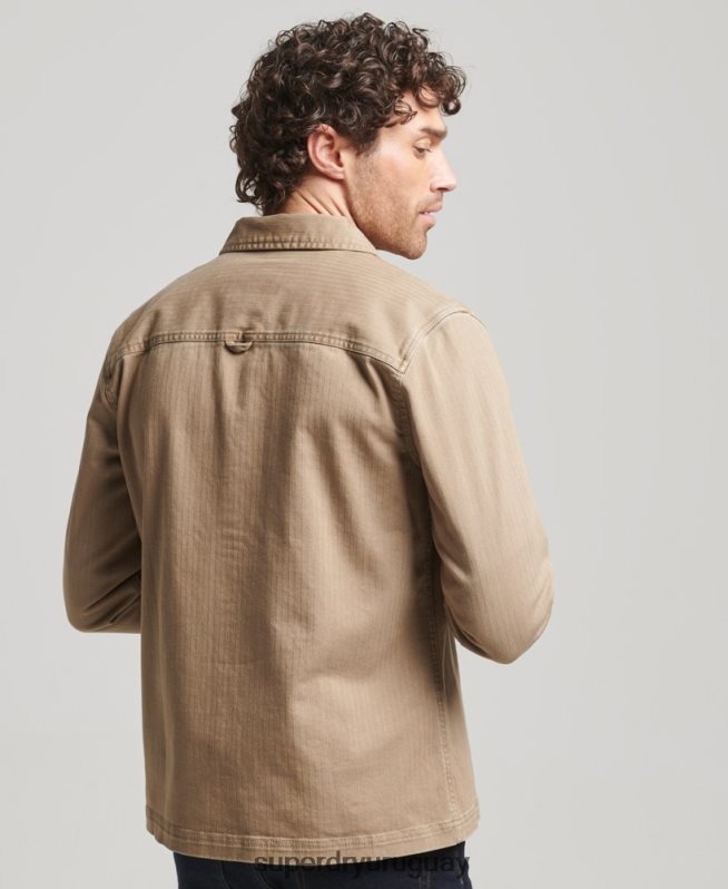 uy Superdry hombres tienda comercial - sobrecamisa de espiga broncearse DT2N8Z150 ropa
