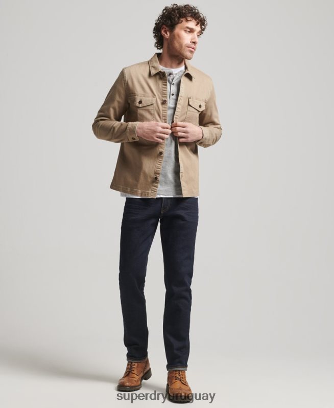 uy Superdry hombres tienda comercial - sobrecamisa de espiga broncearse DT2N8Z150 ropa
