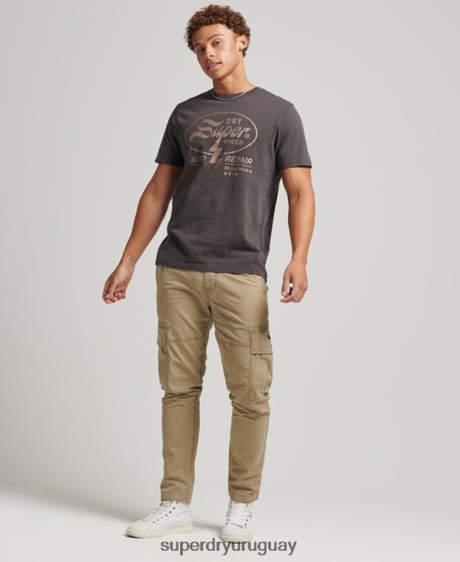 uy Superdry hombres apagón rock camiseta gráfica gris oscuro DT2N8Z4932 ropa