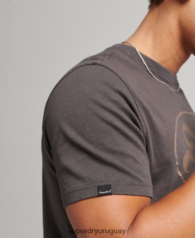 uy Superdry hombres apagón rock camiseta gráfica gris oscuro DT2N8Z4932 ropa