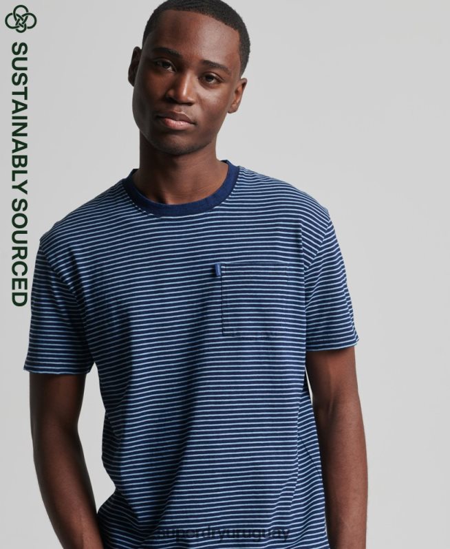 uy Superdry hombres camiseta añil vintage con tiras azul oscuro DT2N8Z4830 ropa