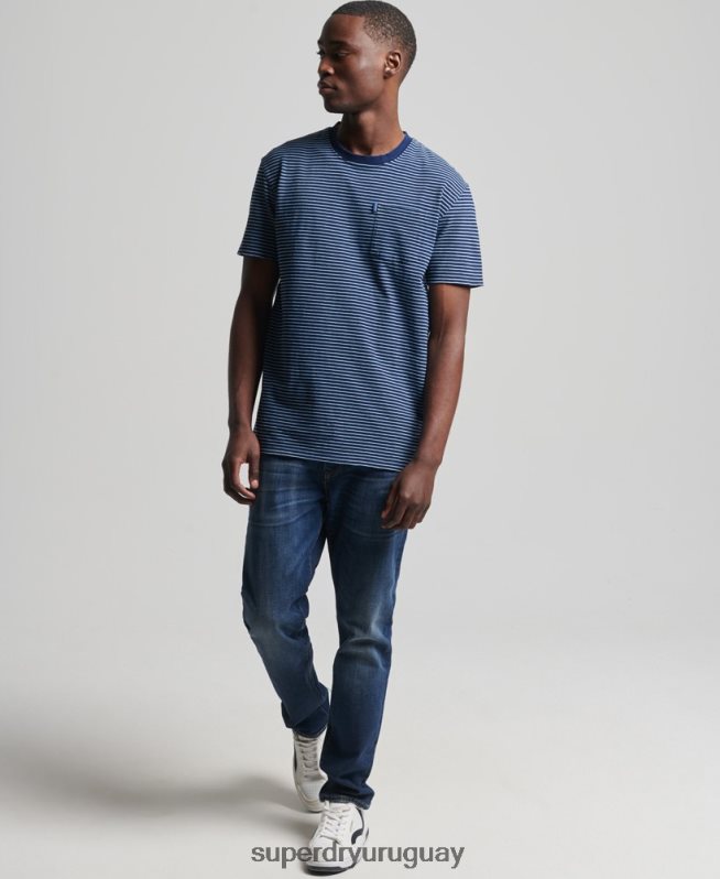 uy Superdry hombres camiseta añil vintage con tiras azul oscuro DT2N8Z4830 ropa