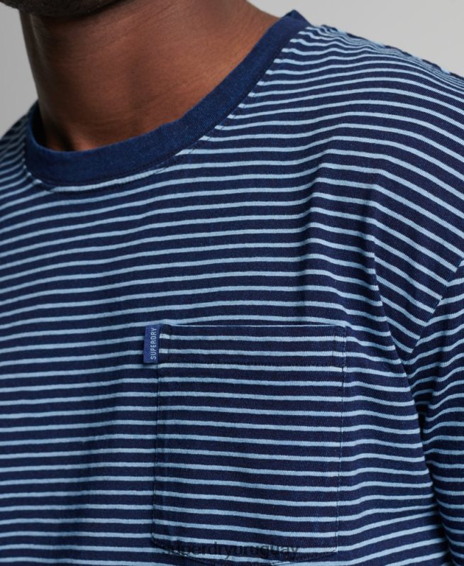 uy Superdry hombres camiseta añil vintage con tiras azul oscuro DT2N8Z4830 ropa