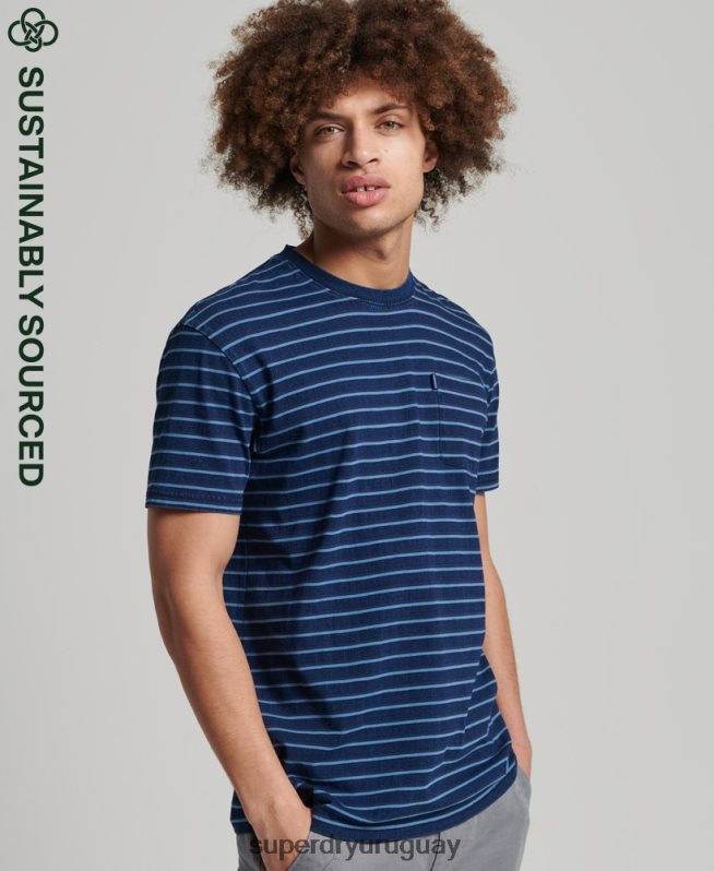 uy Superdry hombres camiseta añil vintage con tiras azul oscuro DT2N8Z4840 ropa
