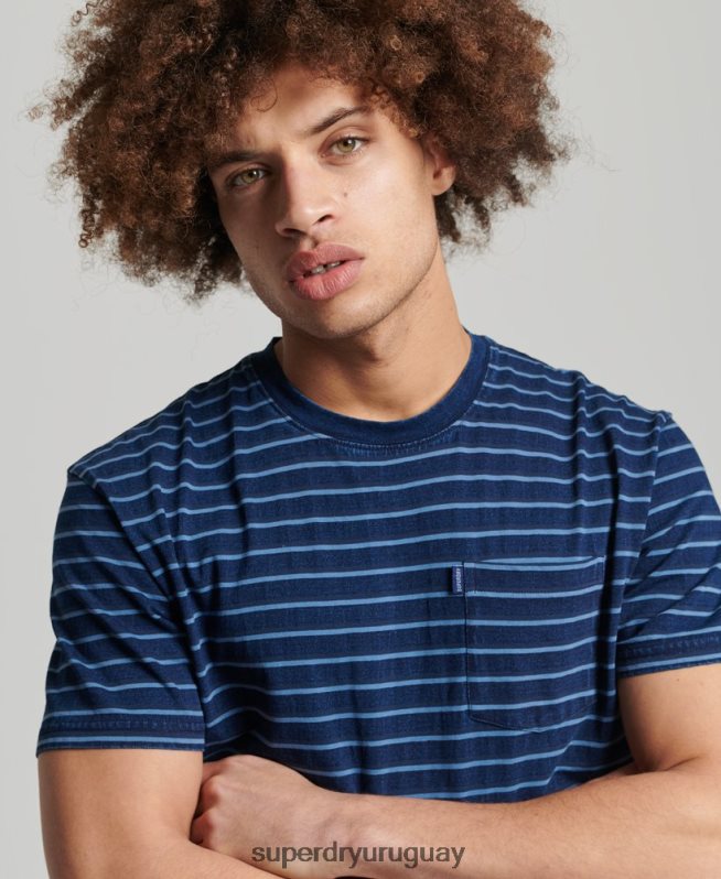 uy Superdry hombres camiseta añil vintage con tiras azul oscuro DT2N8Z4840 ropa
