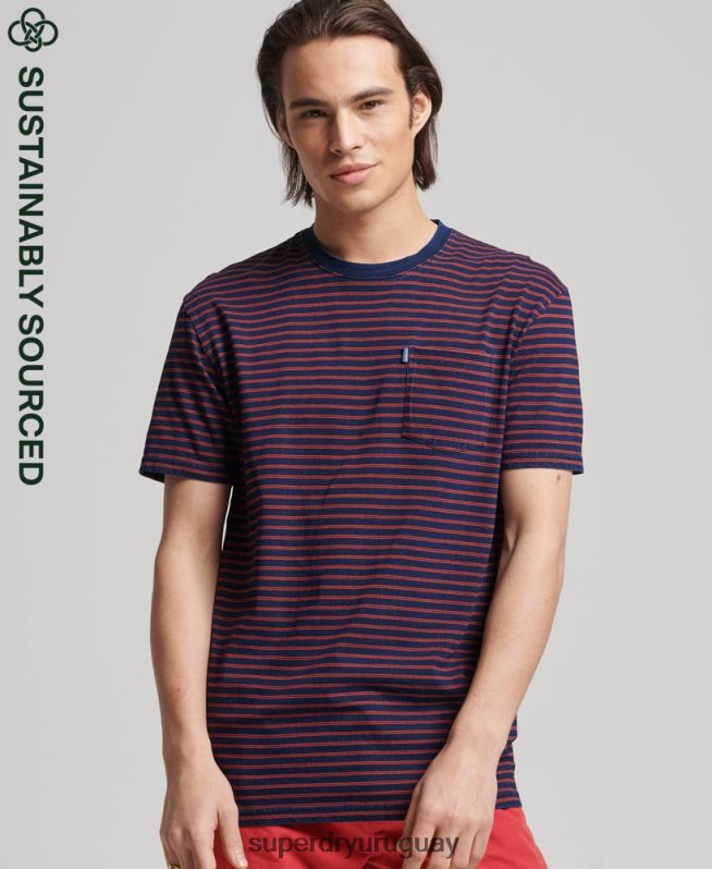 uy Superdry hombres camiseta añil vintage con tiras rojo DT2N8Z4856 ropa