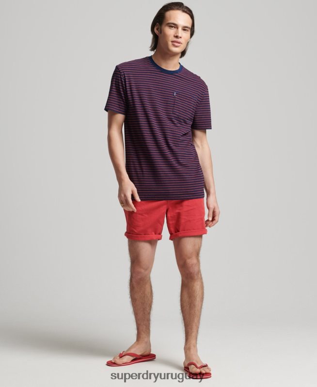 uy Superdry hombres camiseta añil vintage con tiras rojo DT2N8Z4856 ropa