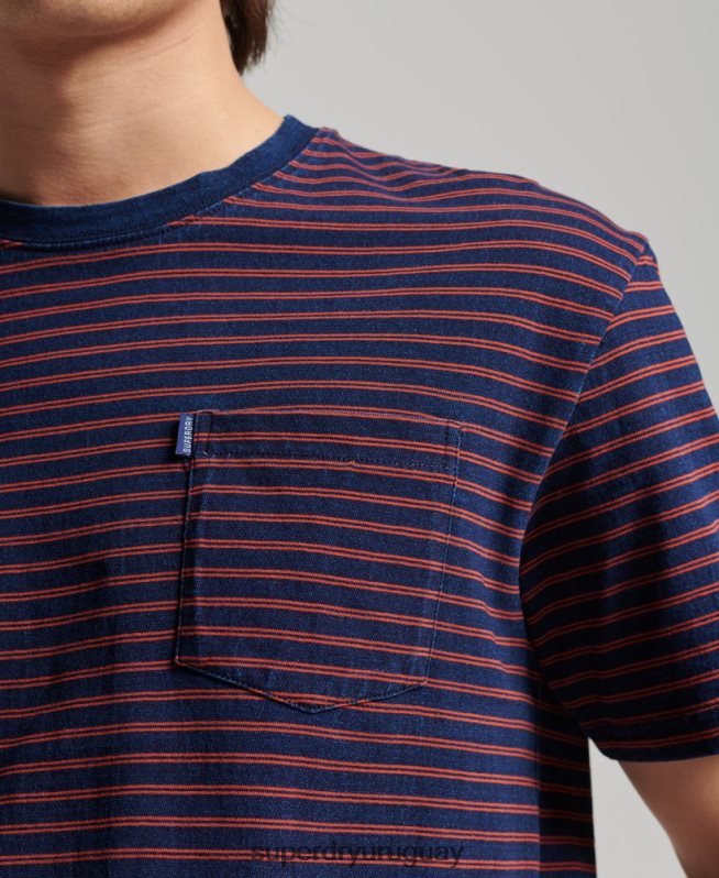 uy Superdry hombres camiseta añil vintage con tiras rojo DT2N8Z4856 ropa