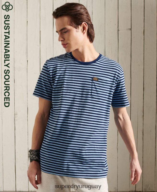 uy Superdry hombres camiseta boho añil de algodón orgánico azul DT2N8Z4963 ropa