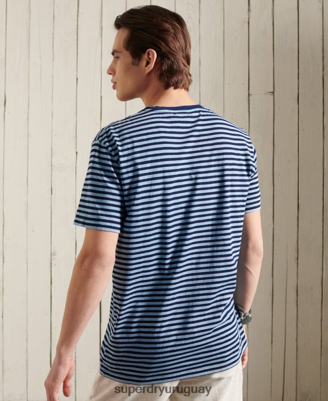 uy Superdry hombres camiseta boho añil de algodón orgánico azul DT2N8Z4963 ropa