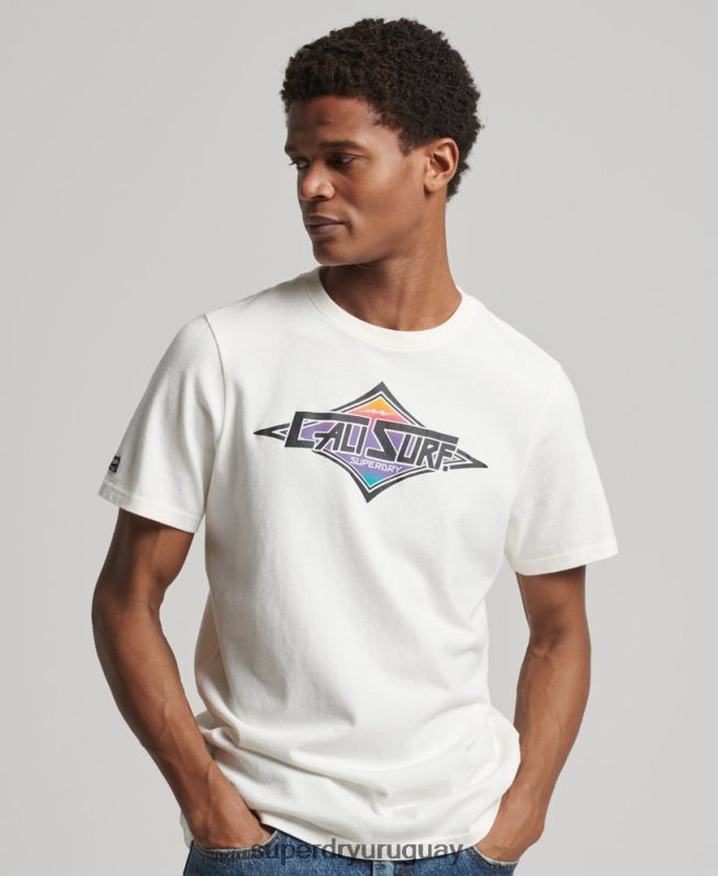 uy Superdry hombres camiseta cali vintage blanco DT2N8Z4952 ropa