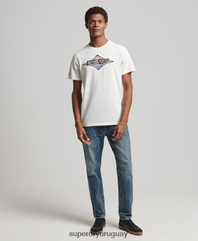 uy Superdry hombres camiseta cali vintage blanco DT2N8Z4952 ropa