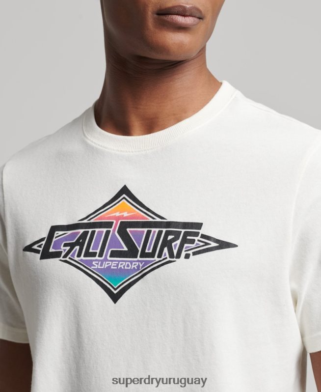 uy Superdry hombres camiseta cali vintage blanco DT2N8Z4952 ropa