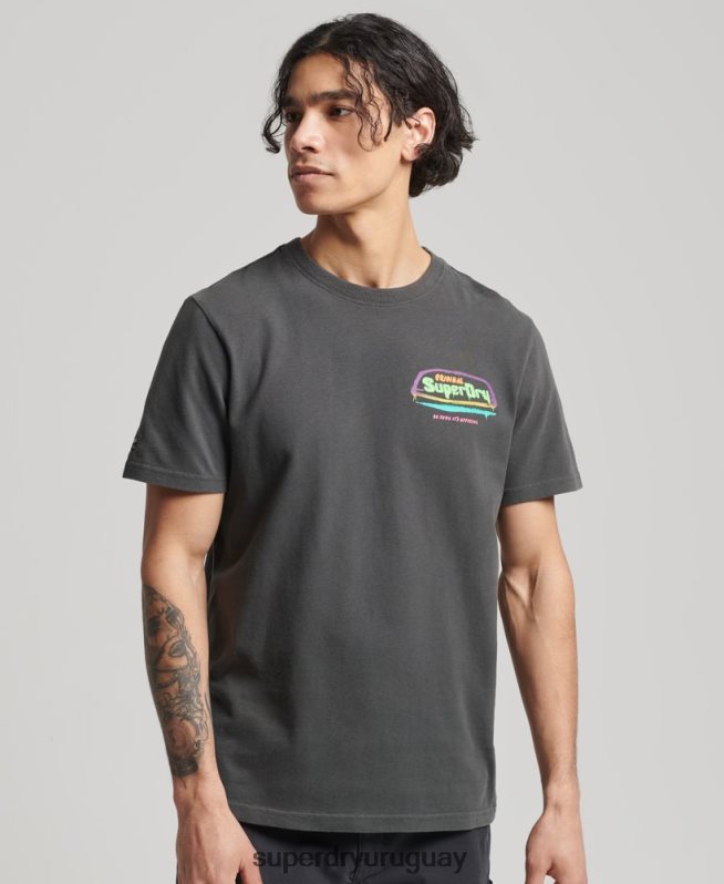 uy Superdry hombres camiseta cali vintage gris oscuro DT2N8Z4823 ropa
