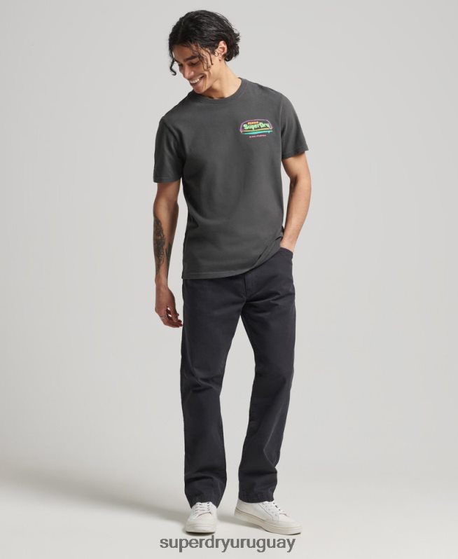 uy Superdry hombres camiseta cali vintage gris oscuro DT2N8Z4823 ropa
