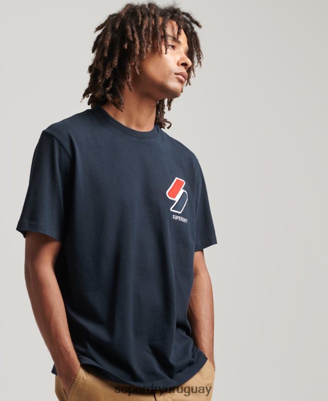 uy Superdry hombres camiseta clásica con apliques Armada DT2N8Z4926 ropa