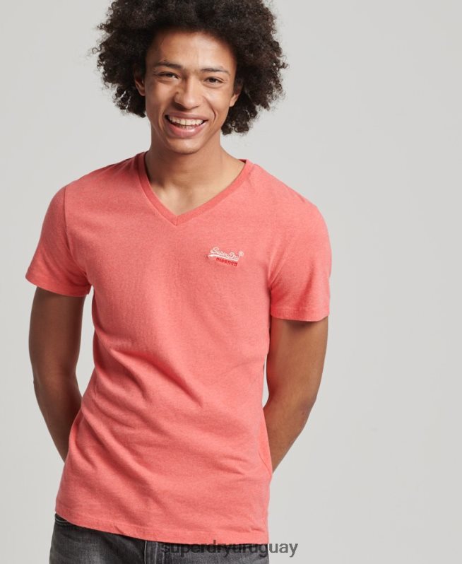 uy Superdry hombres camiseta clásica de algodón orgánico con cuello de pico coral DT2N8Z4809 ropa