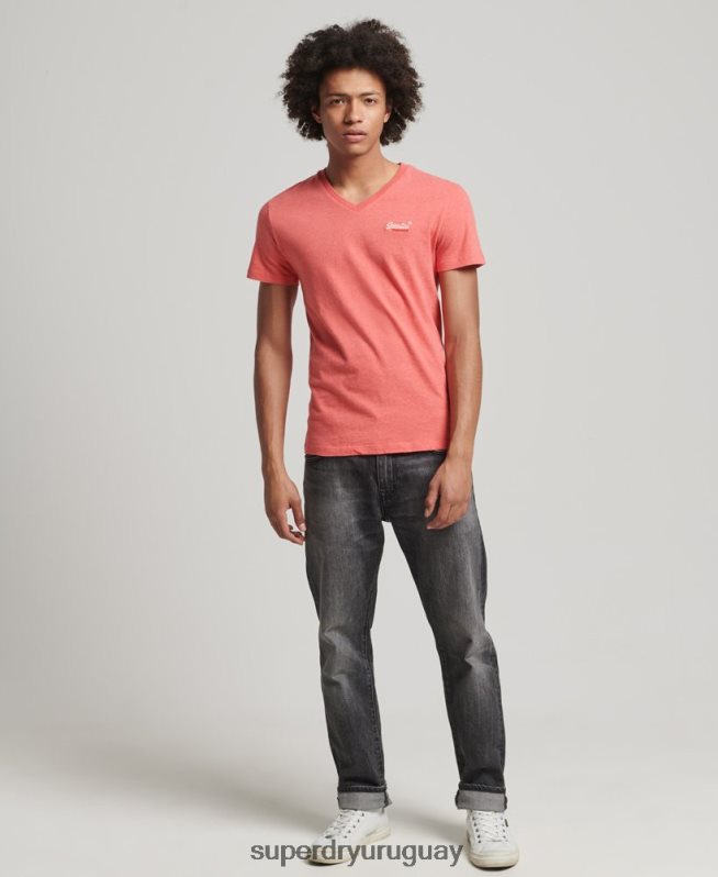 uy Superdry hombres camiseta clásica de algodón orgánico con cuello de pico coral DT2N8Z4809 ropa