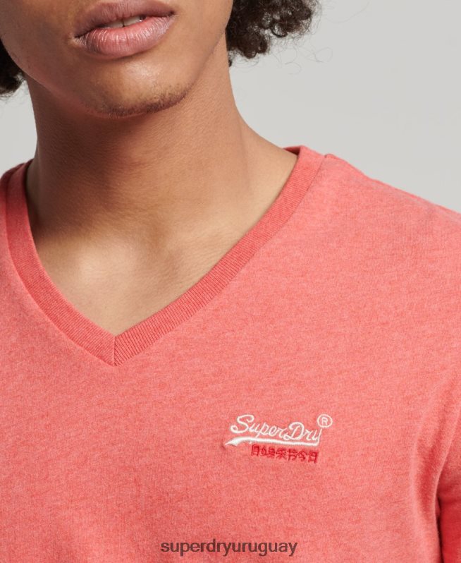 uy Superdry hombres camiseta clásica de algodón orgánico con cuello de pico coral DT2N8Z4809 ropa