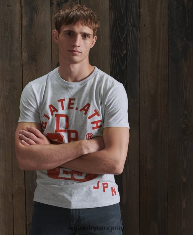 uy Superdry hombres camiseta clásica de atletismo gris claro DT2N8Z4966 ropa