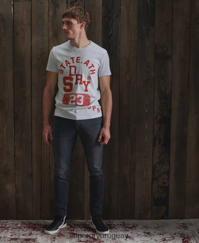 uy Superdry hombres camiseta clásica de atletismo gris claro DT2N8Z4966 ropa