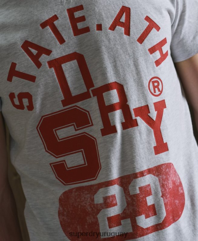 uy Superdry hombres camiseta clásica de atletismo gris claro DT2N8Z4966 ropa