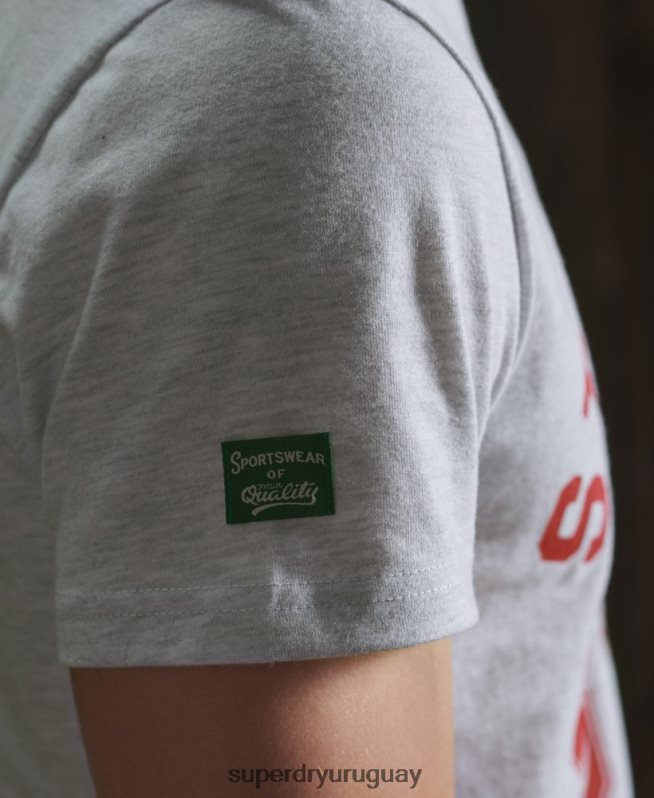 uy Superdry hombres camiseta clásica de atletismo gris claro DT2N8Z4966 ropa
